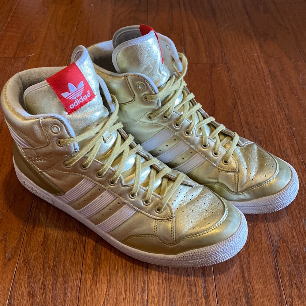 Men’s Size 13 Metallic Gold Adidas Basketball Shoes